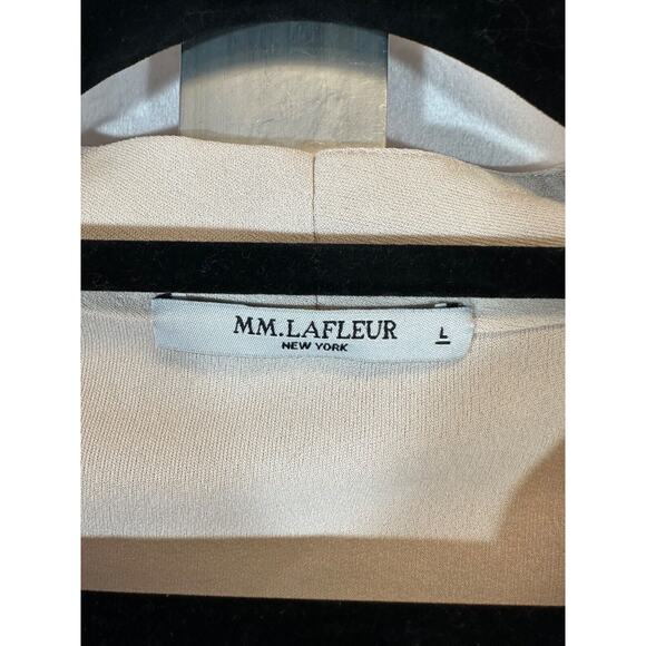MM.LaFleur New York Size L Deneuve Faux Wrap Blouse 3/4 Sleeve Champagne C26 - Picture 3 of 7